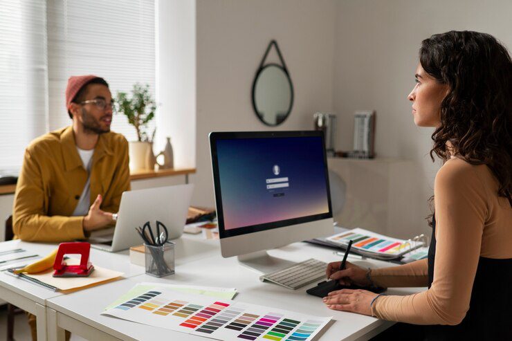 Chicago web design freelancer working on a website project.